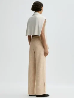 Cimas Boucle Trousers Beige Houndstooth