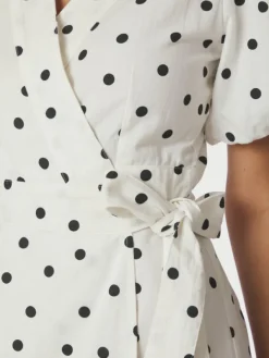 Clarine Linen Dot Dress White