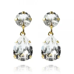 Classic Drop Earrings Gold Crystal
