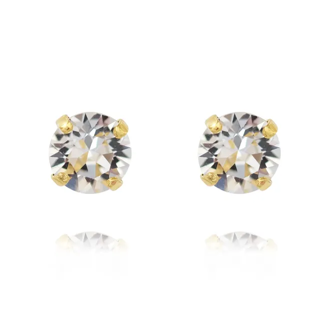 Classic Stud Earrings Gold Crystal