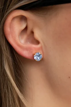 Classic Stud Earrings Gold Light Sapphire