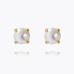 Classic Stud Earrings Gold Pearl