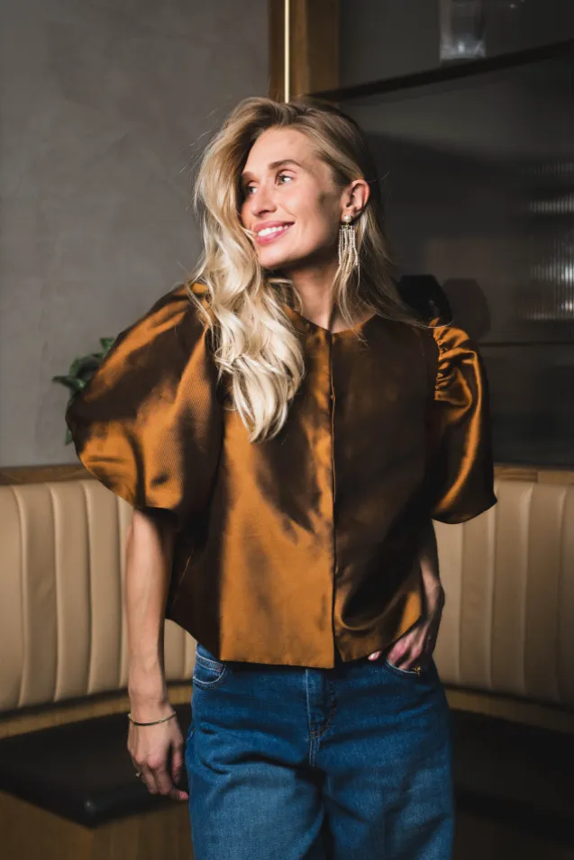 Cleo Pouf Sleeve Blouse Amber