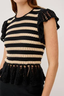 Coen Top Black Oat Stripe