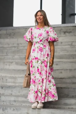 Colea SS Ankle Dress Star White Pink Emula