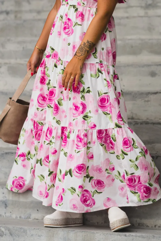 Colea SS Ankle Dress Star White Pink Emula
