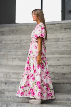 Colea SS Ankle Dress Star White Pink Emula
