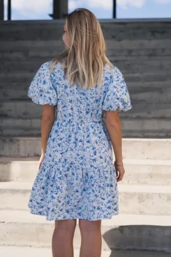 Colea SS Dress Pristine Blue Donna Print