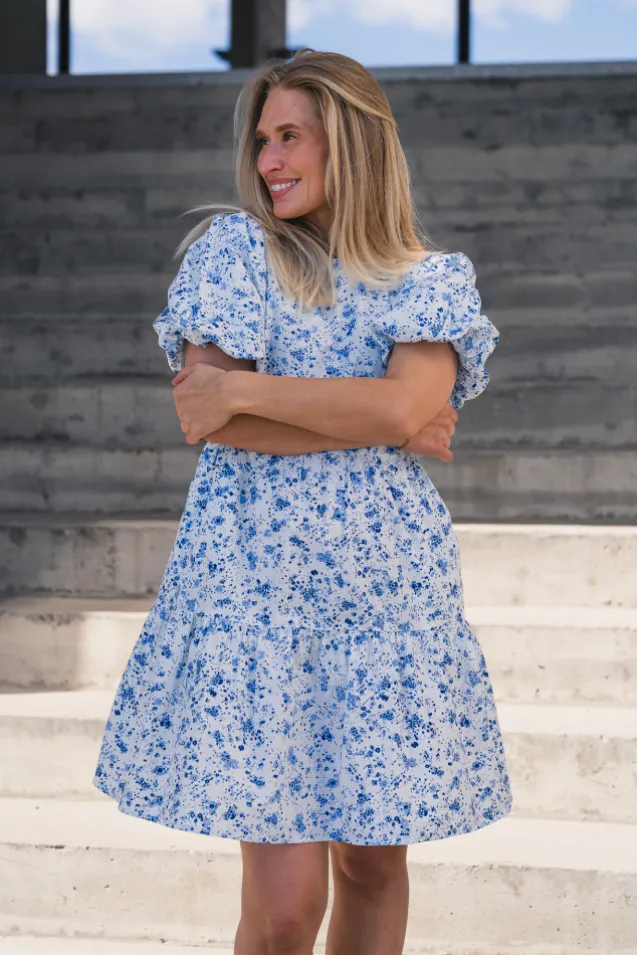 Colea SS Dress Pristine Blue Donna Print