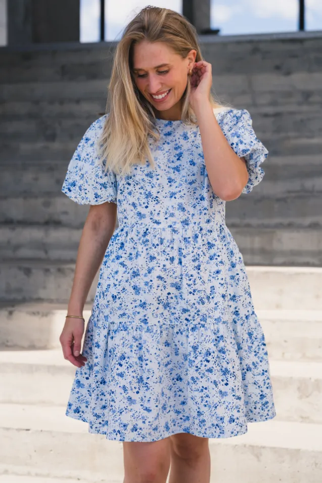 Colea SS Dress Pristine Blue Donna Print
