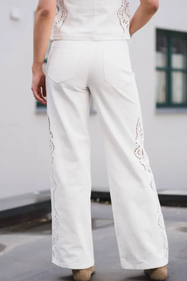 Colette Embroidery Pant Offwhite