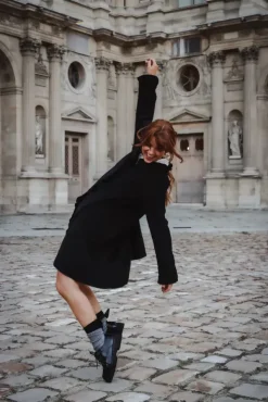 Cord Coat Dress Black