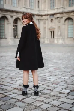 Cord Coat Dress Black