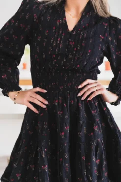 Cornell Fine Print Dress Dark Navy