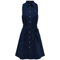 Cotton Oxford Sleeveless Shirt Dress Newport Navy
