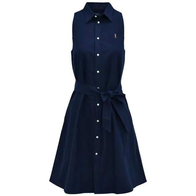 Cotton Oxford Sleeveless Shirt Dress Newport Navy