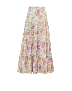 Cotton Slub Maxi Skirt Flora