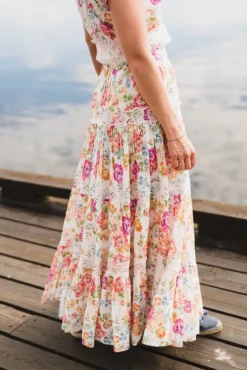 Cotton Slub Maxi Skirt Flora
