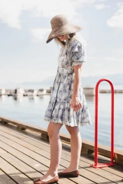 Cotton Slub Shift Dress Blue Paisley