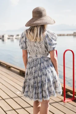 Cotton Slub Shift Dress Blue Paisley