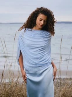 Cottuna Drapy Mesh Top Light Blue