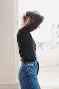 Cove Pointelle Dark Grey