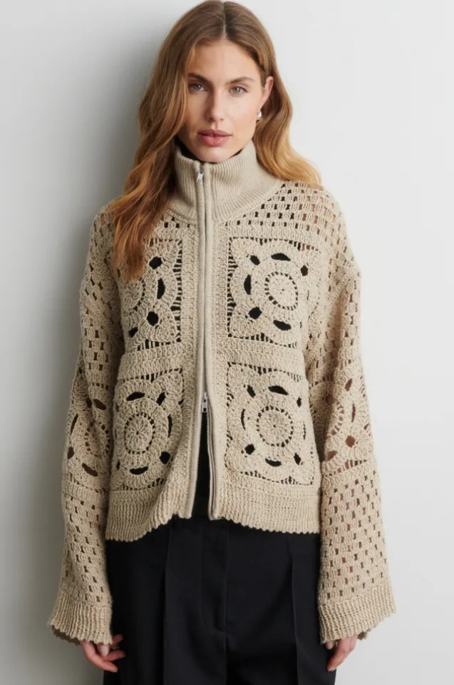 Crosette Knit Cardigan Camel