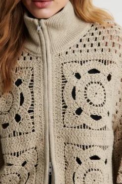 Crosette Knit Cardigan Camel