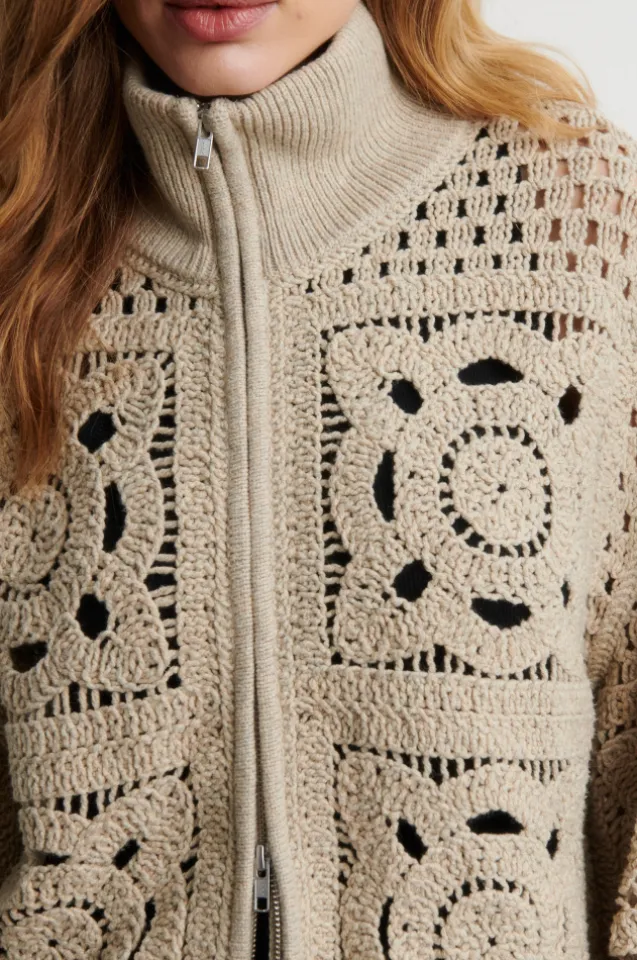 Crosette Knit Cardigan Camel