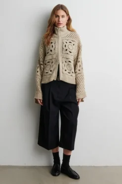 Crosette Knit Cardigan Camel