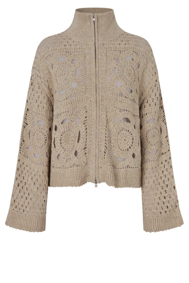 Crosette Knit Cardigan Camel