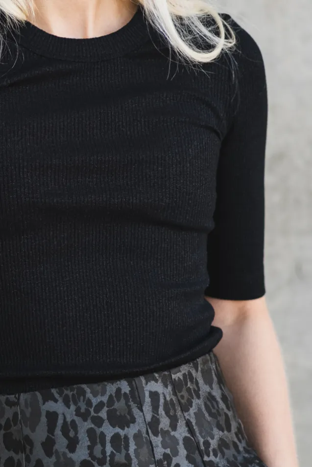 Dagna Lurex T-Shirt Black Glitter