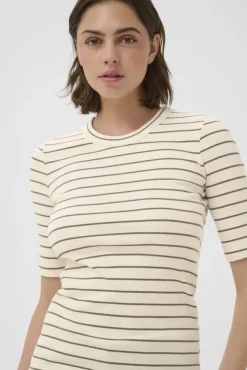 Dagna Striped T-Shirt Vanilla/Coffee Quartz Stripe
