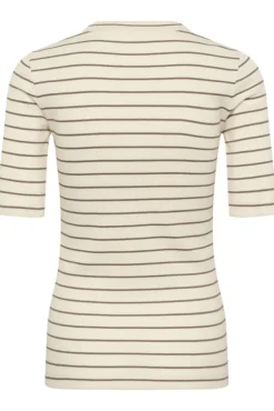 Dagna Striped T-Shirt Vanilla/Coffee Quartz Stripe