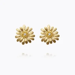 Daisy Earrings Gold Crystal