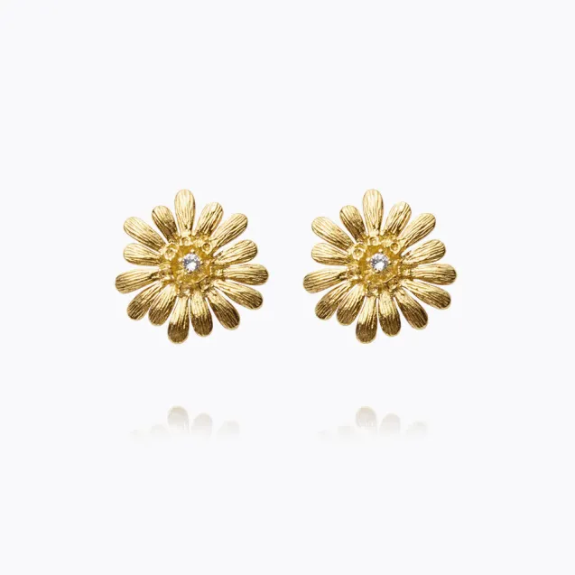 Daisy Earrings Gold Crystal