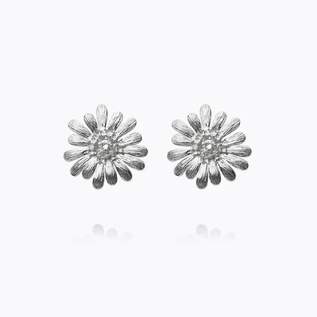 Daisy Earrings Rhodium Crystal