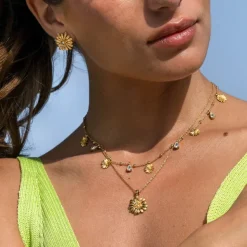 Daisy Necklace Gold Crystal