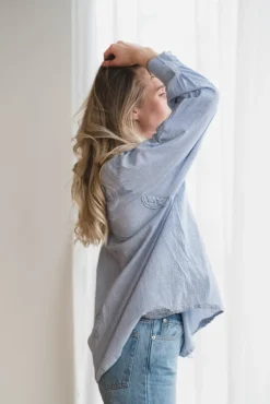 Dalma Dori Mini Stripe Shirt Blue