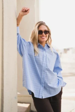 Dalma Triple Check Shirt Light Blue
