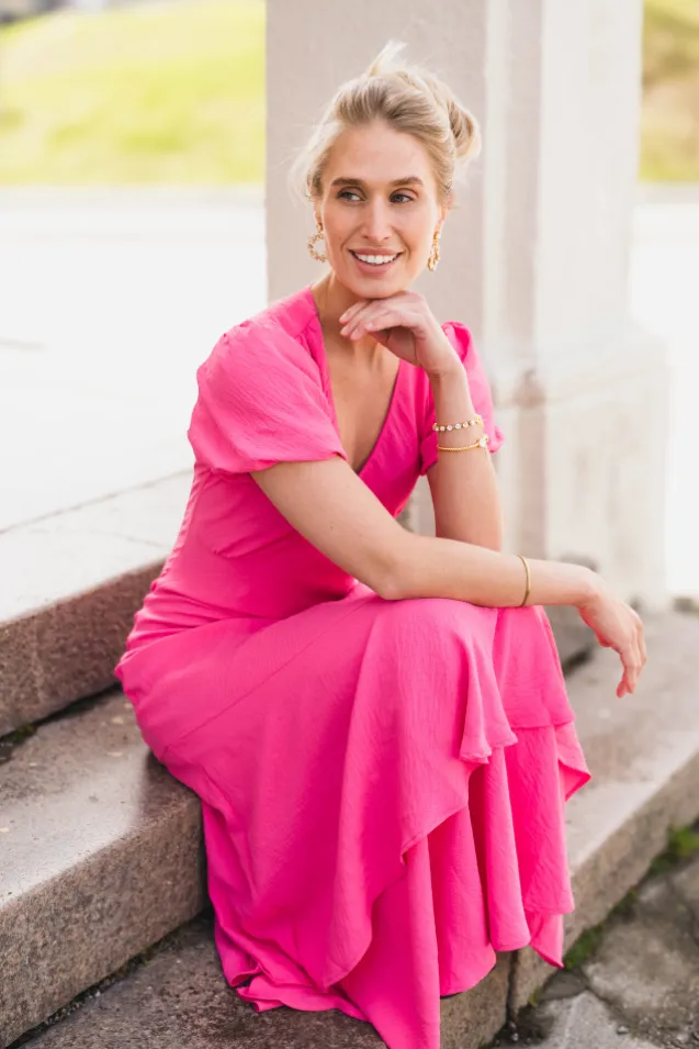 Dariah Structure Solid Dress Pink