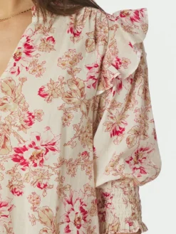 Davina Flower Rose Blouse Rose