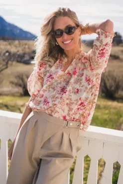 Davina Flower Rose Blouse Rose