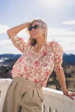 Davina Flower Rose Blouse Rose