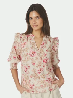 Davina Flower Rose Blouse Rose