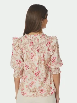 Davina Flower Rose Blouse Rose