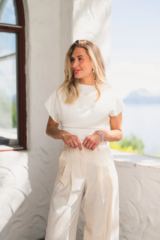 Demi Top Pearl White