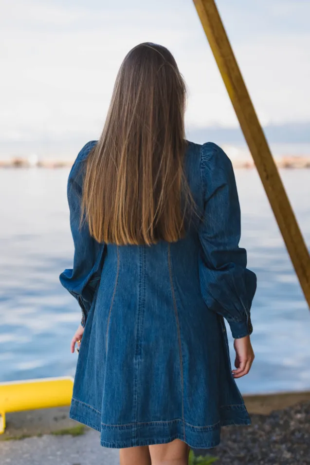 Denim Fitted Dress French Blue