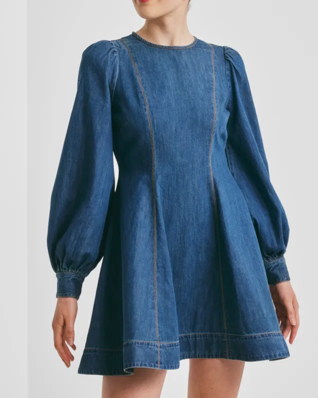 Denim Fitted Dress French Blue