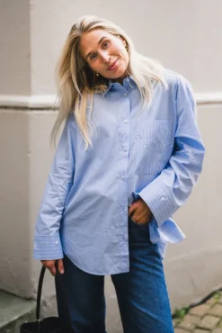 Derris Shirt Blue Iris Stripe Small